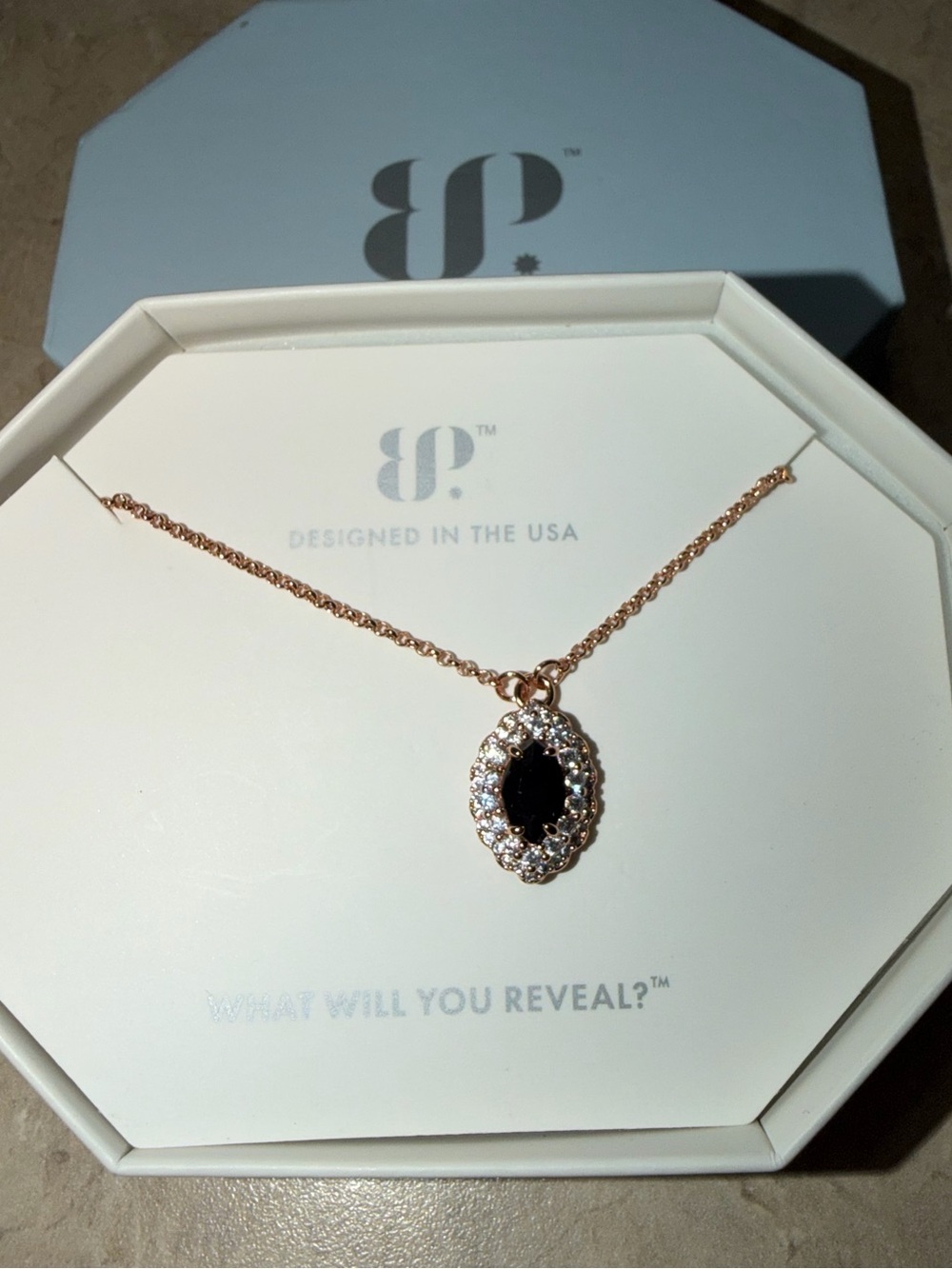 Bomb Party RETRO Necklace-Spill The Tea Black Onyx on Rose Gold RBP4698